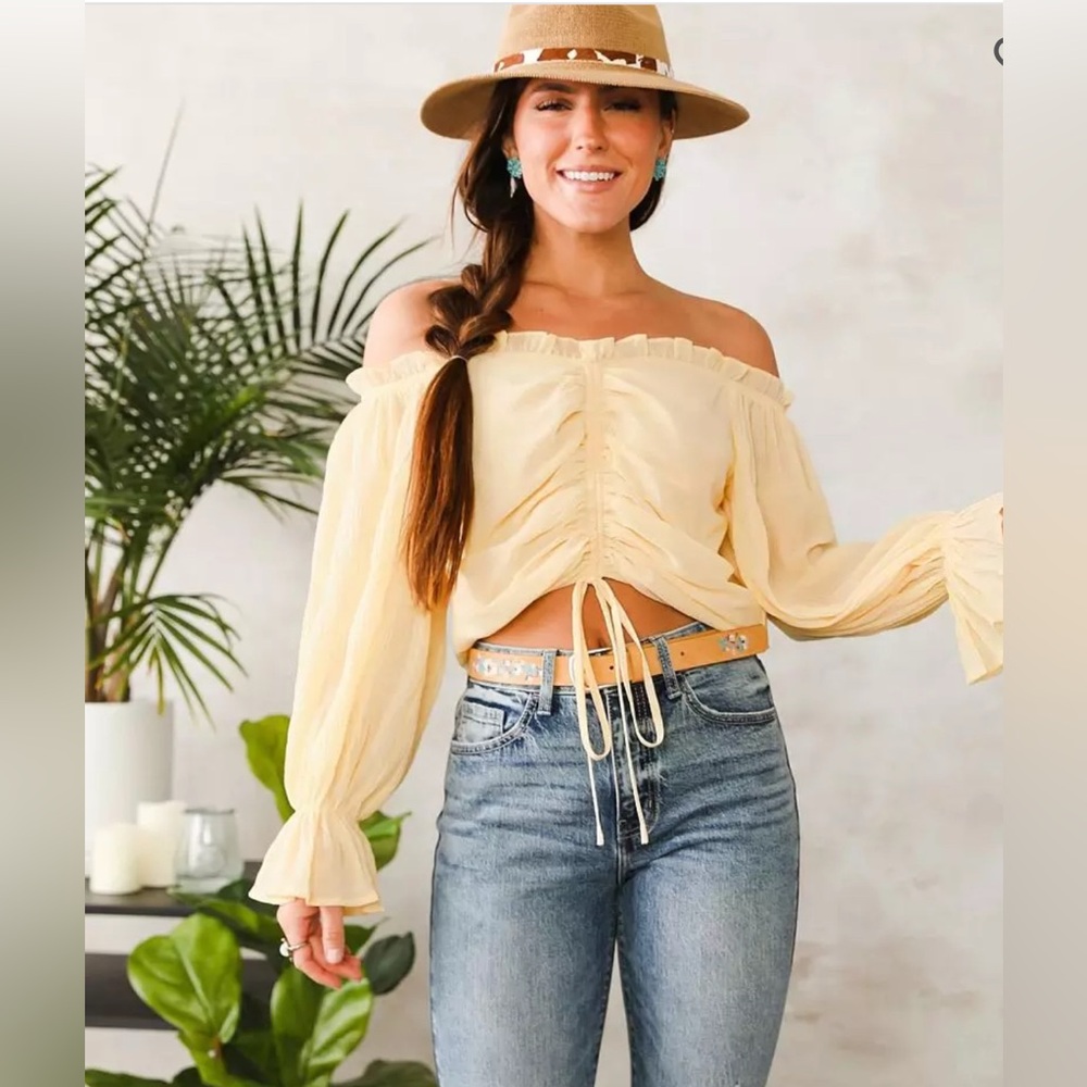 Crinkle Gauze Ruffle Top